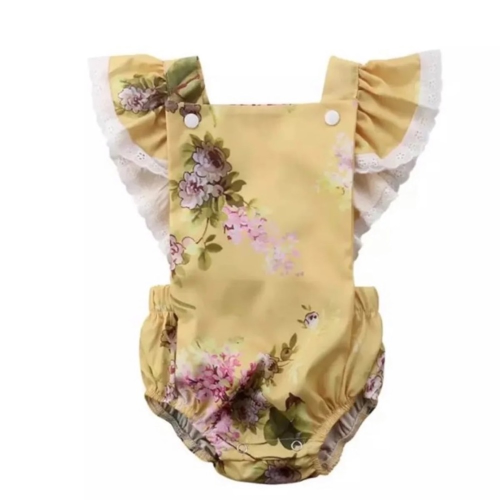 ‼️CLEARANCE SALE‼️ Vintage Yellow Floral Baby Romper